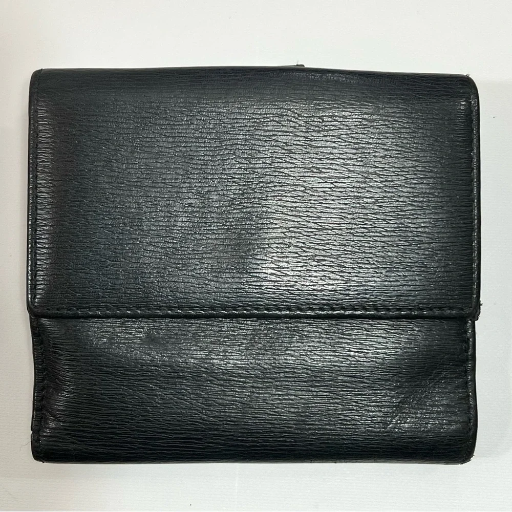 Vintage Tom Ford Gucci Black Bifold Leather Wallet Silver GG